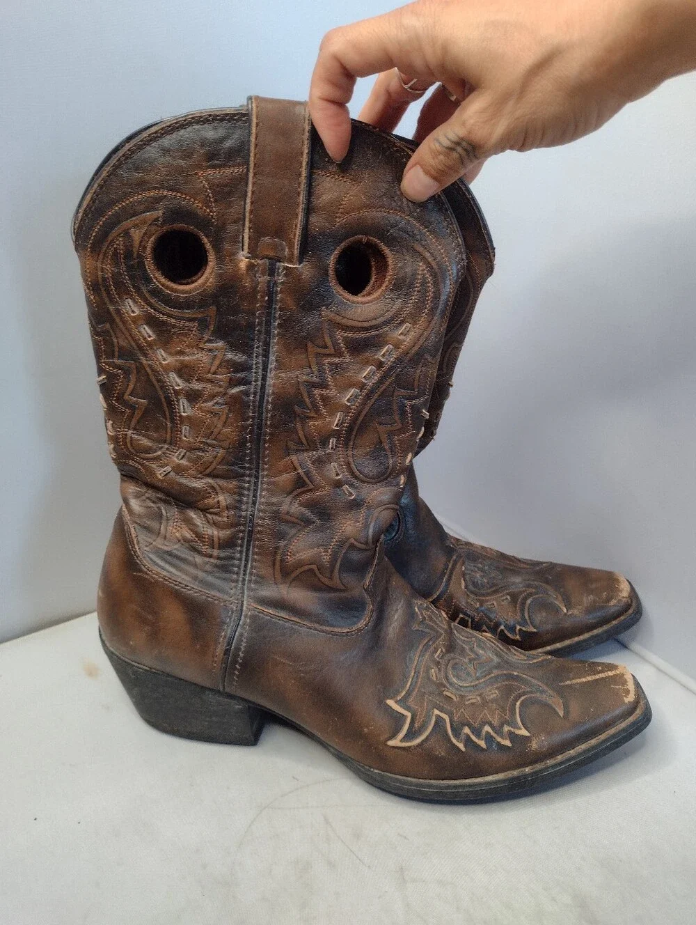 Durango Gambler Mens Size 9.5 D Brown Leather Cowboy Western 12” Boots